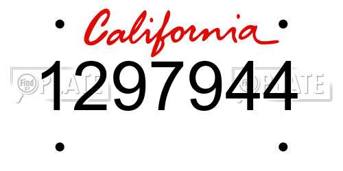 1297944 California License Plate