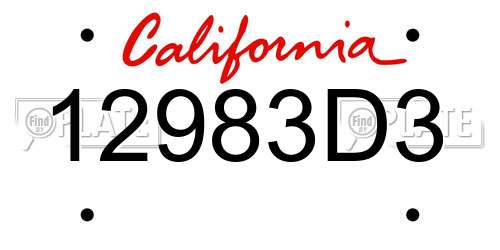 12983D3 California License Plate
