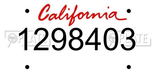 1298403 California License Plate