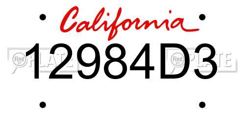 12984D3 California License Plate