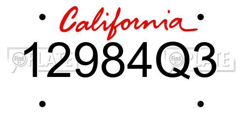 12984Q3 California License Plate