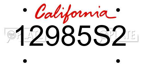 12985S2 California License Plate