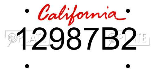 12987B2 California License Plate