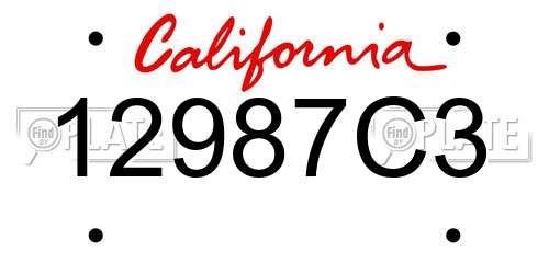12987C3 California License Plate