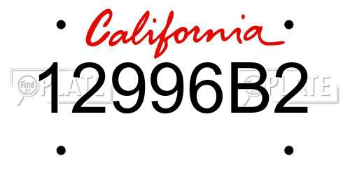 12996B2 California License Plate