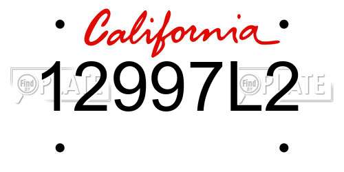 12997L2 California License Plate