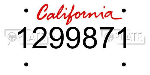 1299871 California License Plate