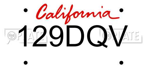 129DQV California License Plate