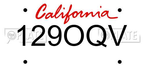 129OQV California License Plate