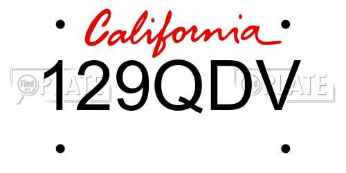 129QDV California License Plate