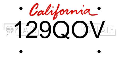 129QOV California License Plate