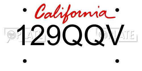 129QQV California License Plate