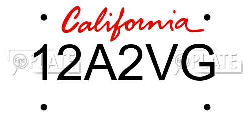 12A2VG California License Plate