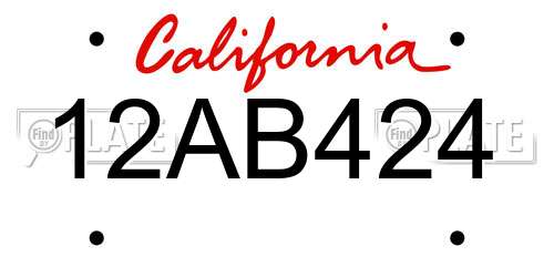 12AB424 California License Plate
