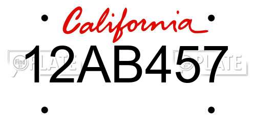 12AB457 California License Plate