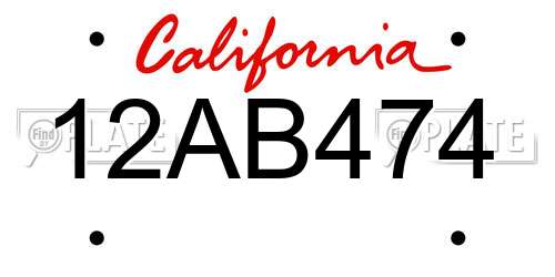 12AB474 California License Plate