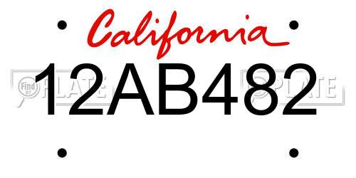 12AB482 California License Plate