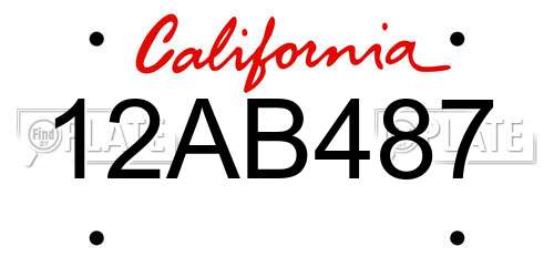 12AB487 California License Plate