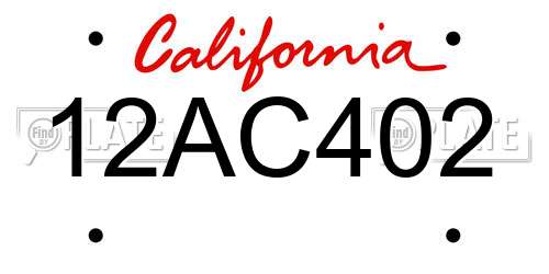 12AC402 California License Plate