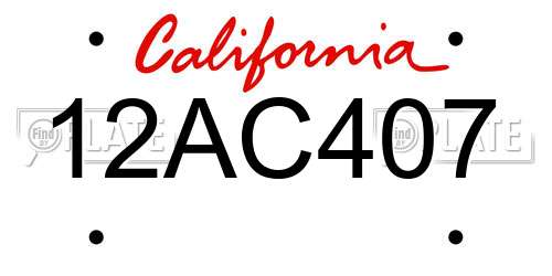 12AC407 California License Plate