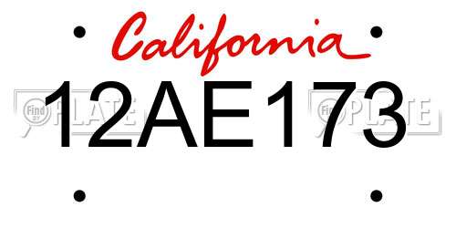 12AE173 California License Plate