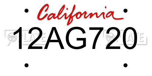 12AG720 California License Plate