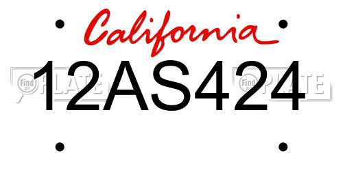 12AS424 California License Plate