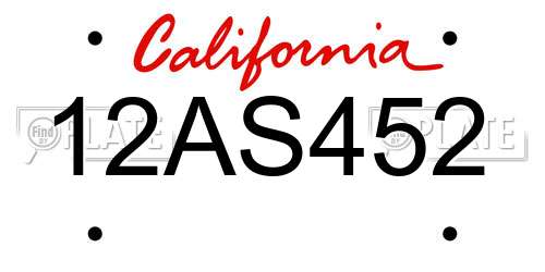 12AS452 California License Plate