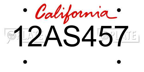 12AS457 California License Plate