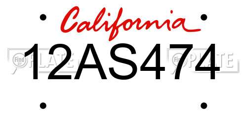 12AS474 California License Plate