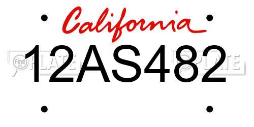 12AS482 California License Plate