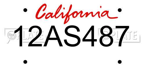 12AS487 California License Plate