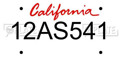 12AS541 California License Plate