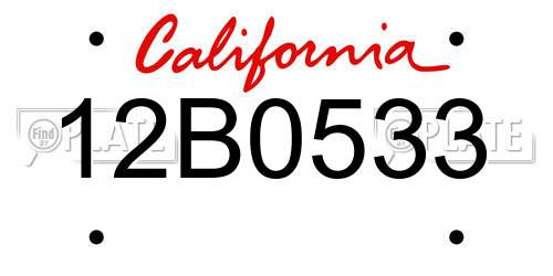 12B0533 California License Plate