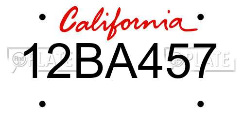 12BA457 California License Plate