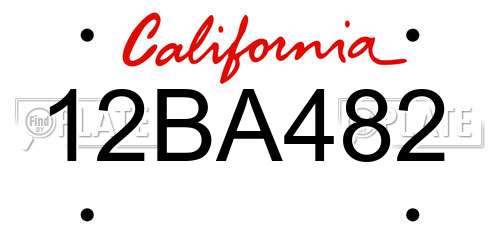 12BA482 California License Plate
