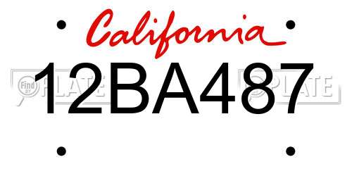 12BA487 California License Plate