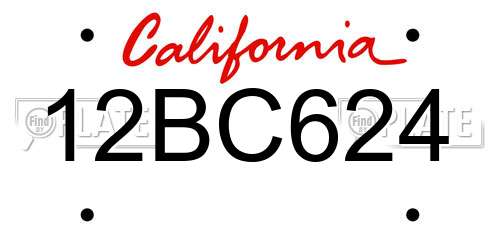 12BC624 California License Plate