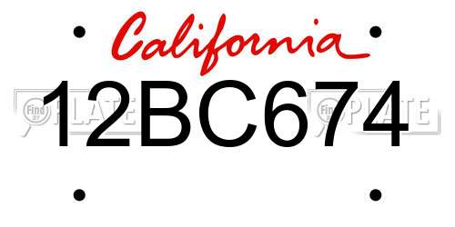 12BC674 California License Plate