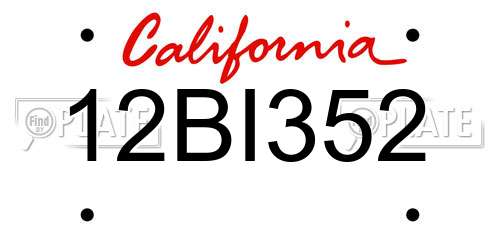 12BI352 California License Plate