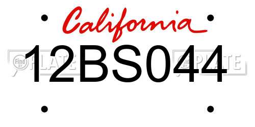 12BS044 California License Plate