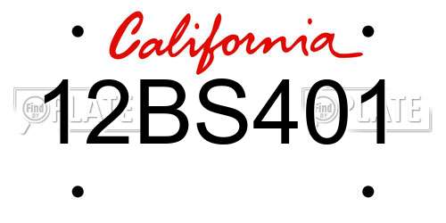 12BS401 California License Plate