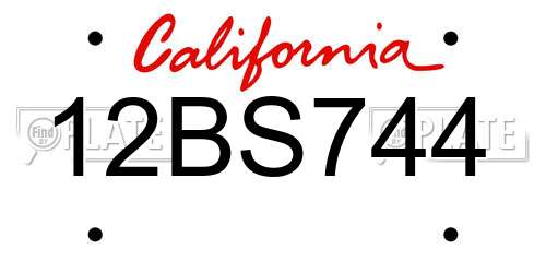 12BS744 California License Plate