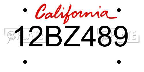 12BZ489 California License Plate