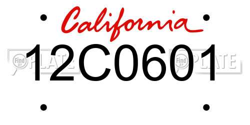 12C0601 California License Plate