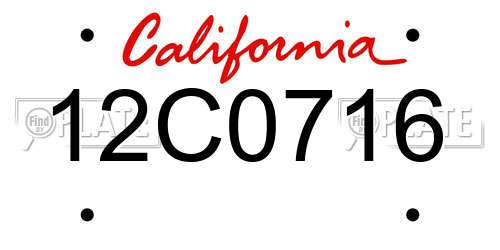 12C0716 California License Plate