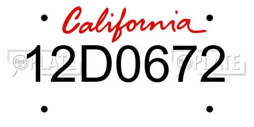12D0672 California License Plate