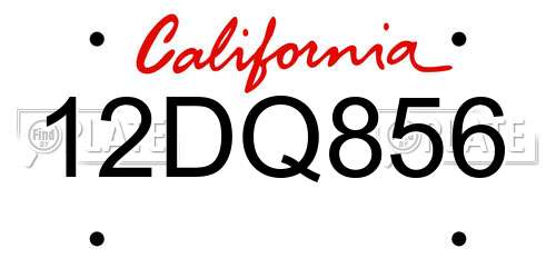 12DQ856 California License Plate