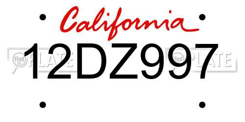 12DZ997 California License Plate