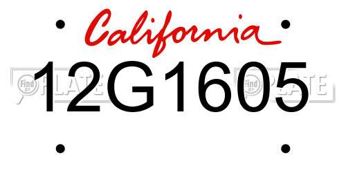 12G1605 California License Plate
